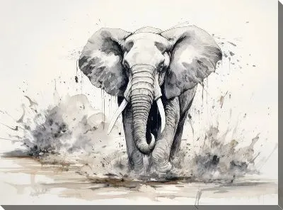 Картина маслом Слон №136