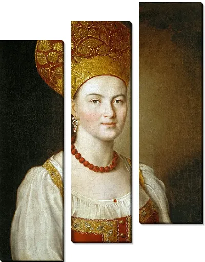 Картина Портрет неизвестной крестьянки в русском костюме