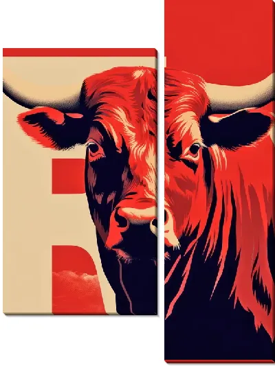 Модульная картина Красный бык