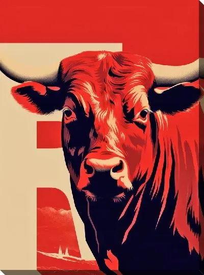 Картина маслом Красный бык