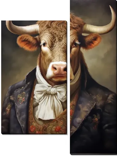 Модульная картина Бык в одежде