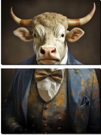 Модульная картина Бык в пиджаке