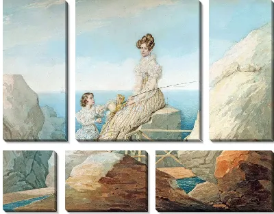 Картина Портрет императрицы Александры Фёдоровны и великой княгини Марии Николаевны на берегу