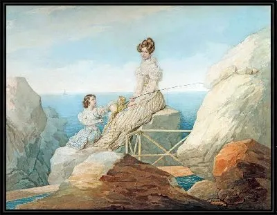 Портрет императрицы Александры Фёдоровны и великой княгини Марии Николаевны на берегу