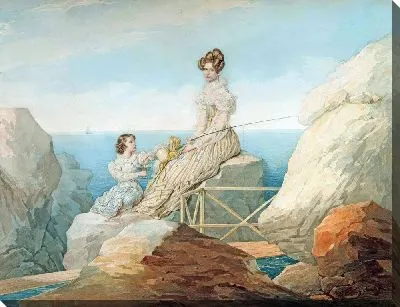 Портрет императрицы Александры Фёдоровны и великой княгини Марии Николаевны на берегу