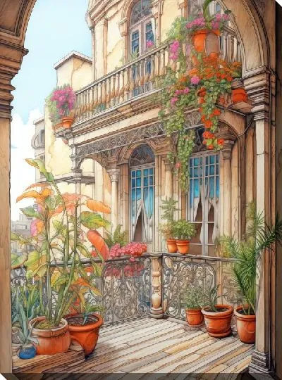 Картина маслом Балкон №82