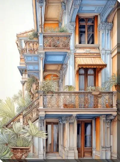 Картина маслом Балкон №83