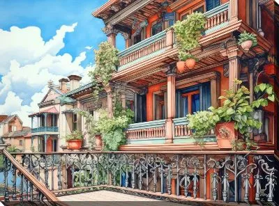 Картина маслом Балкон №85