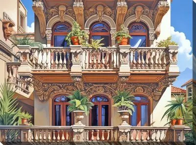 Картина маслом Балкон №97