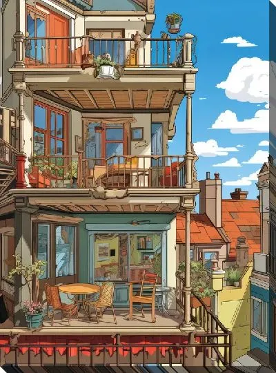 Картина маслом Балкон №111