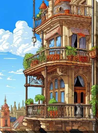 Картина маслом Балкон №114