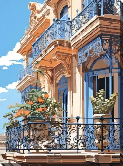 Картина маслом Балкон №124