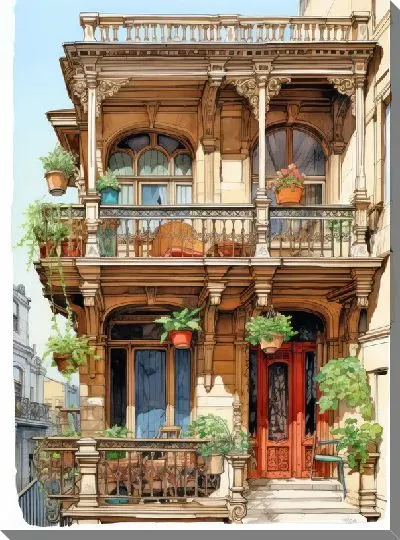 Картина маслом Балкон №130