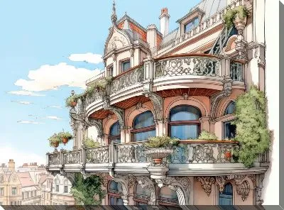 Картина маслом Балкон №136