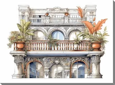 Картина маслом Балкон №145