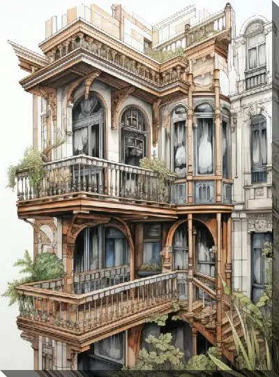 Картина маслом Балкон №151