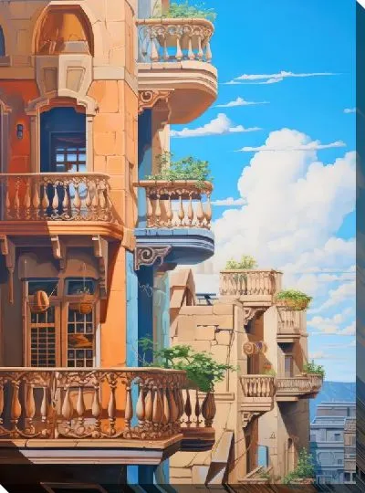 Картина маслом Балкон №156