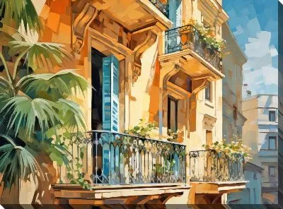 Картина маслом Балкон №165