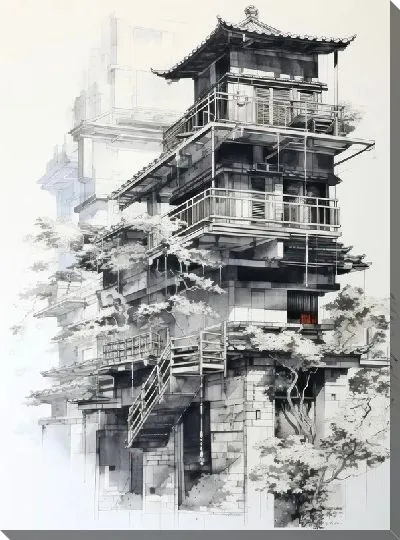 Картина маслом Балкон №190