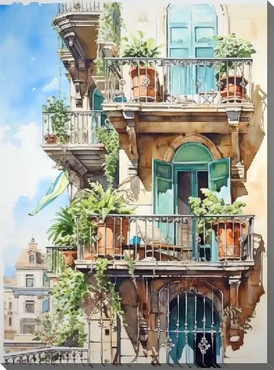 Картина маслом Балкон №204