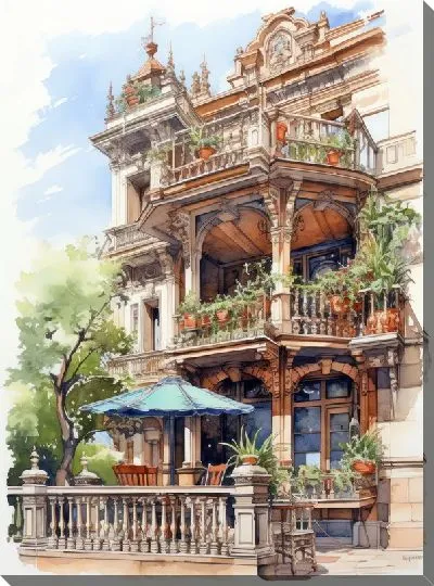 Картина маслом Балкон №206