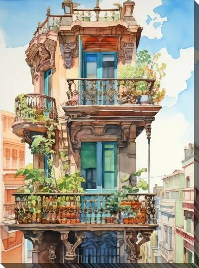 Картина маслом Балкон №209