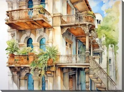 Картина маслом Балкон №213