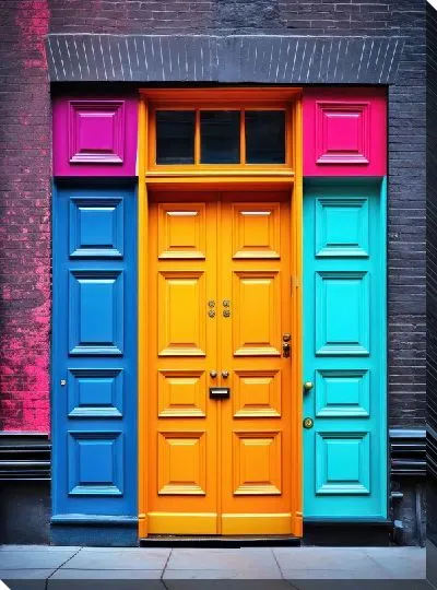 Картина маслом Яркие двери