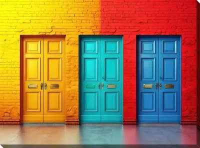 Картина маслом Три ярких двери