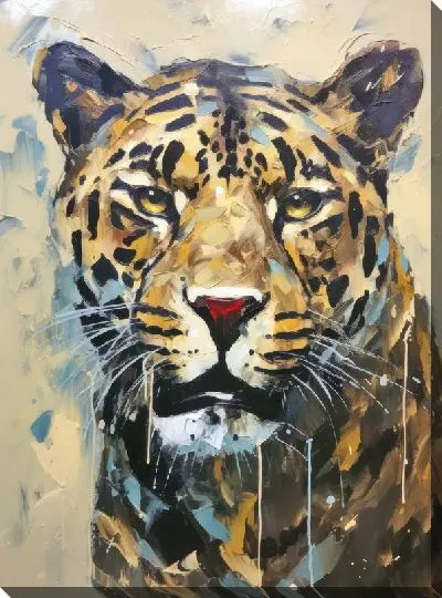 Картина маслом Львица в стиле арт мастихин №2