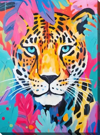Картина маслом Леопард в стиле арт №114