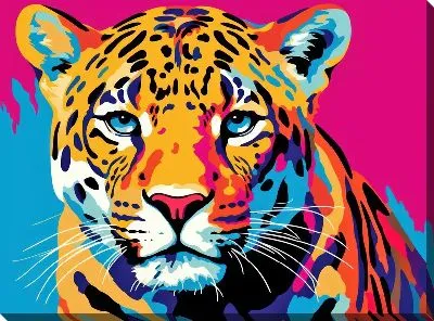 Картина маслом Львица в стиле арт №129