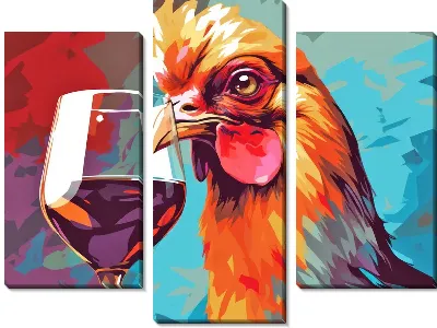 Модульная картина Курица и вино