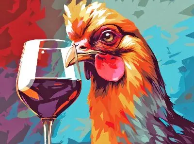 Плакат Курица и вино