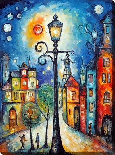 Картина маслом Фонарь №17