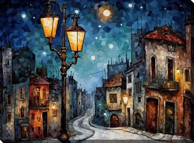 Картина маслом Фонарь №202