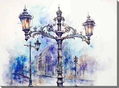 Картина маслом Фонарь №65