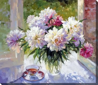 Картина маслом Пионы №253