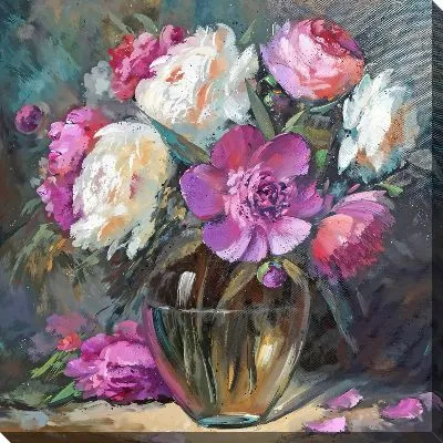 Картина маслом Пионы №281