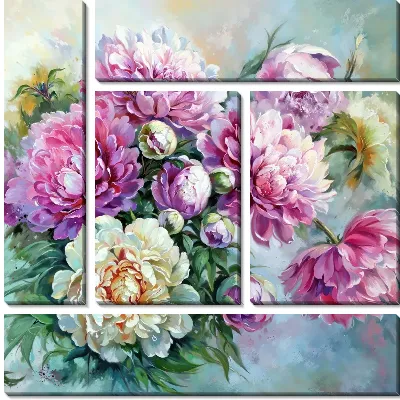 Модульная картина Пионы №287