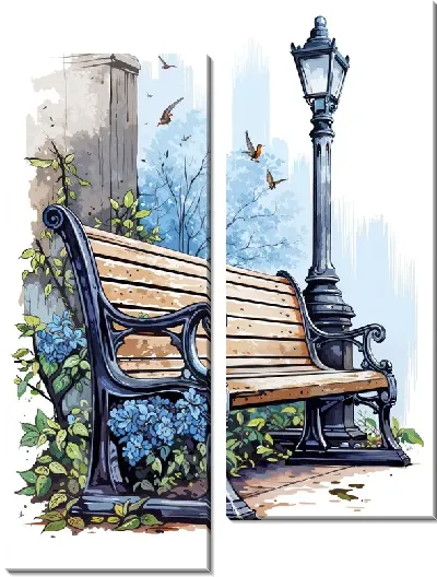 Модульная картина Скамейка №15