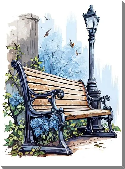 Картина маслом Скамейка №15