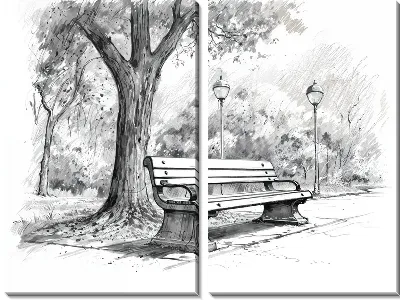 Модульная картина Скамейка №17