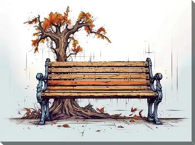 Картина маслом Скамейка №20
