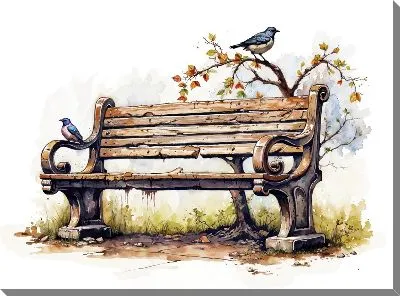 Картина маслом Скамейка №21