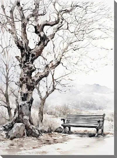 Картина маслом Скамейка №28