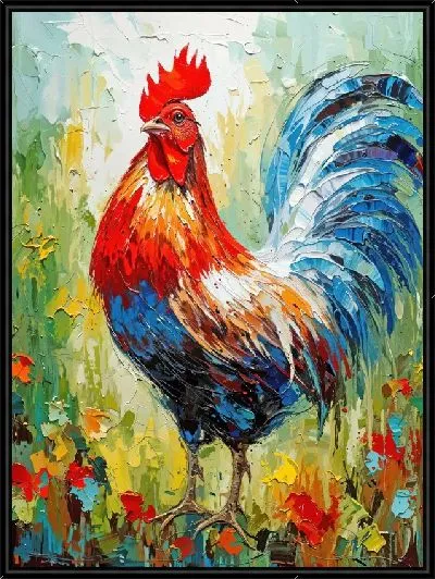 Картина Петух в стиле мастихин