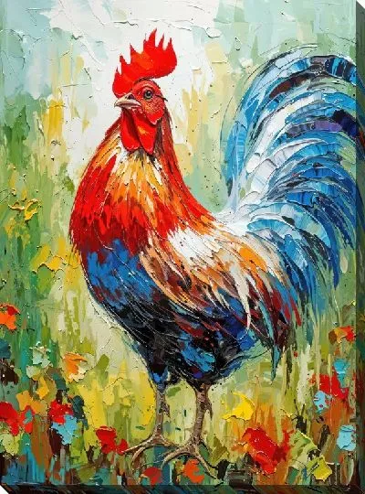 Постер Петух в стиле мастихин