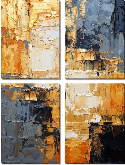 Модульная картина Абстракция золотой текстуры