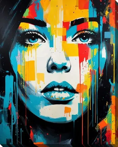 Картина маслом Лицо девушки в ярком стиле арт
